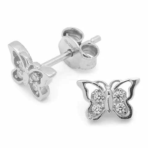 Liten sommerfugl ørestikker i sølv