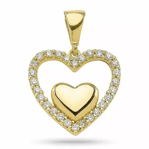 Dobbelt hjerte anheng i forgylt sølv