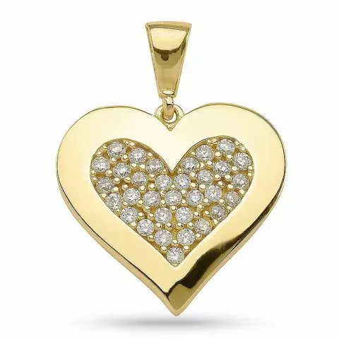 hjerte anheng i forgylt sølv