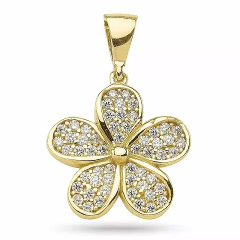 kolleksjonsprøve blomst zirkon anheng i forgylt sølv