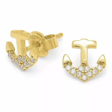 Billiige anker øredobber i forgylt sølv