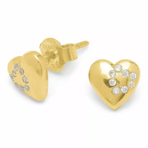 Blanke  hjerte zirkon øredobber i forgylt sølv