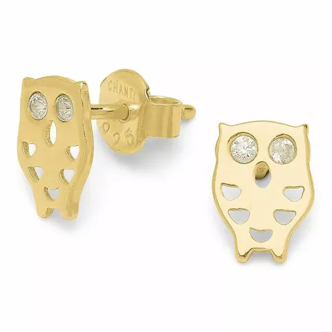 kolleksjonsprøve ugle øredobber i forgylt sølv