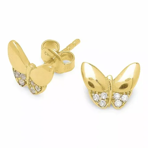 Blanke  sommerfugl øredobber i forgylt sølv