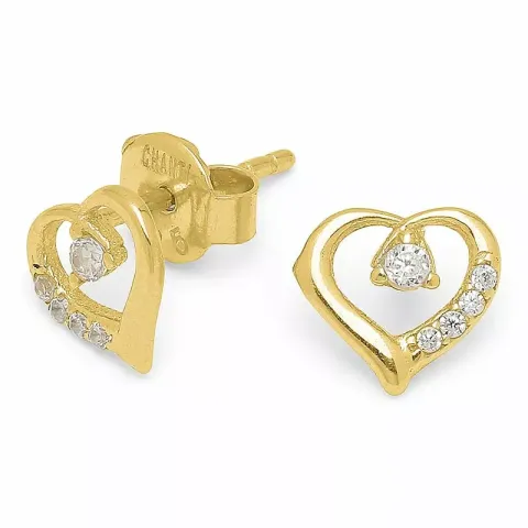 hjerte øredobber i forgylt sølv