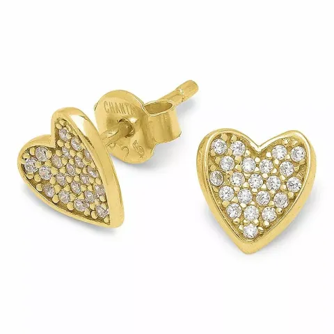 kolleksjonsprøve hjerte zirkon øredobber i forgylt sølv