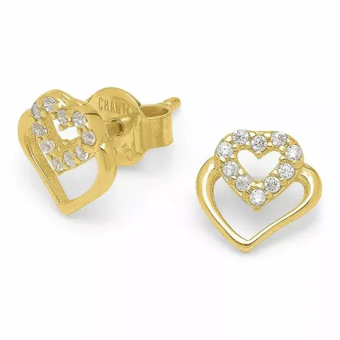 hjerte øredobber i forgylt sølv