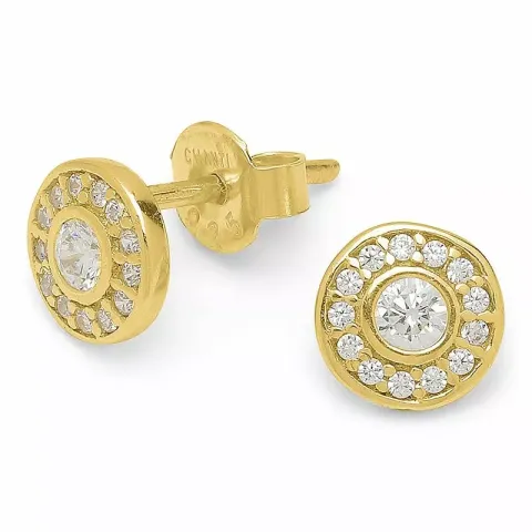 Billiige runde zirkon øredobber i forgylt sølv