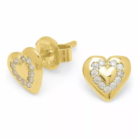 hjerte øredobber i forgylt sølv