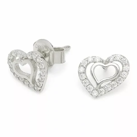 hjerte ørestikker i sølv