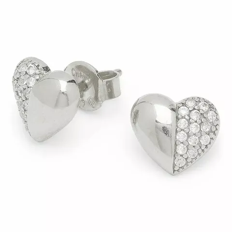 zirkon hjerteøredobb i sølv