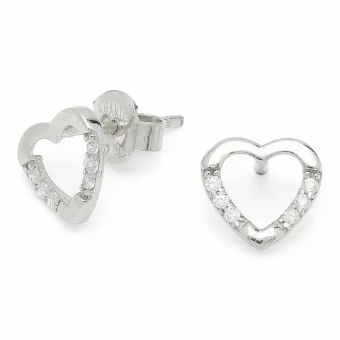 zirkon hjerteøredobb i sølv