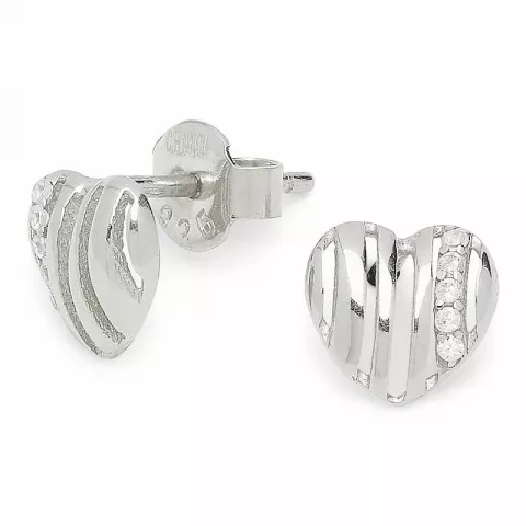 kolleksjonsprøve zirkon hjerteøredobb i sølv