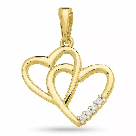 kolleksjonsprøve hjerte zirkon anheng i forgylt sølv med rhodinering