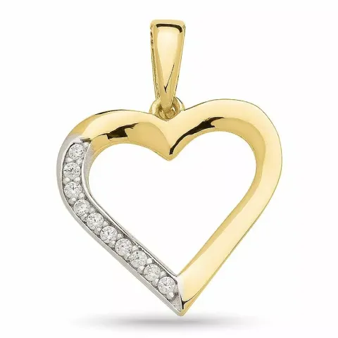 kolleksjonsprøve hjerte zirkon anheng i forgylt sølv med rhodinering
