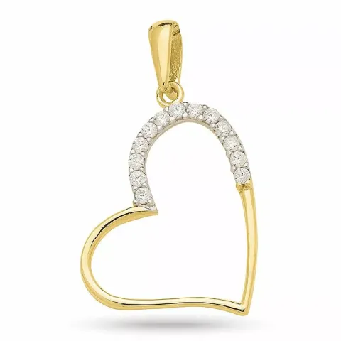 kolleksjonsprøve hjerte zirkon anheng i forgylt sølv med rhodinering