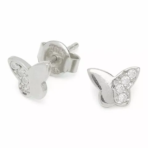 Liten sommerfugl ørestikker i sølv