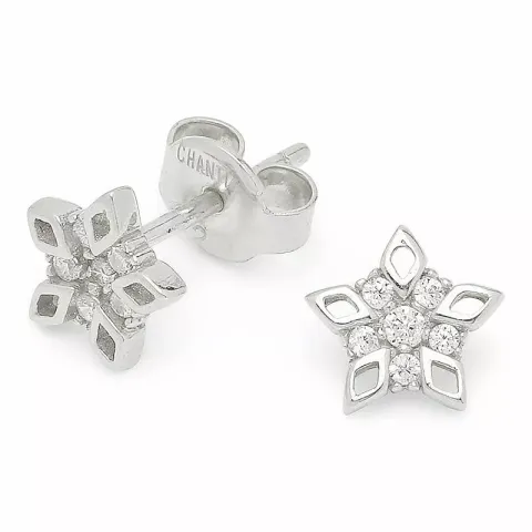 herlig stjerne zirkon ørestikker i sølv