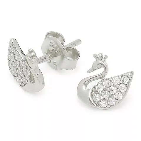 kolleksjonsprøve svane zirkon ørestikker i sølv