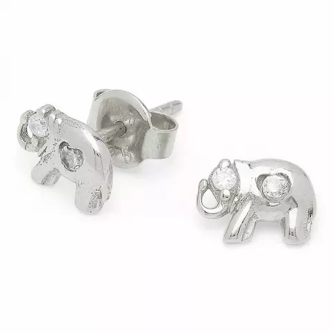 Herlig elefant zirkon ørestikker i sølv