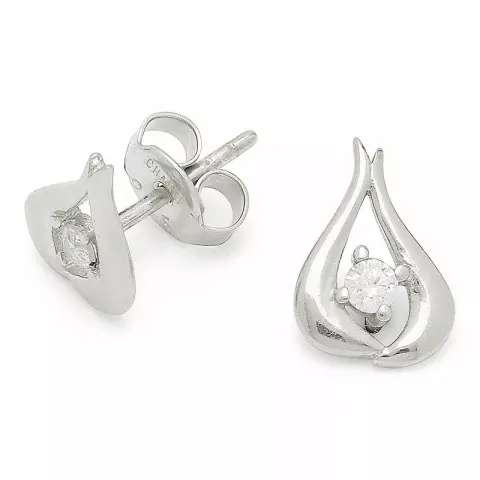 abstrakt zirkon ørestikk i sølv