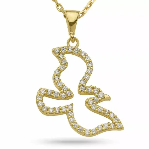 kolleksjonsprøve fugl anheng med halskjede i forgylt sølv