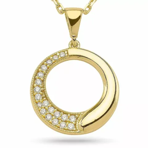 kolleksjonsprøve rund anheng med halskjede i forgylt sølv