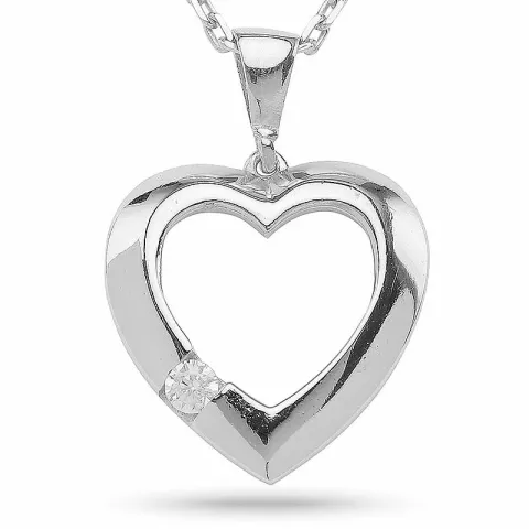 hjerte anheng med halskjede i sølv