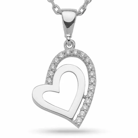 kolleksjonsprøve hjerte anheng med halskjede i sølv