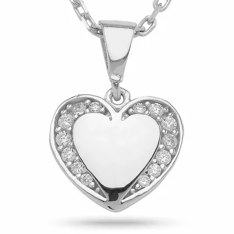 kolleksjonsprøve hjerte anheng med halskjede i sølv