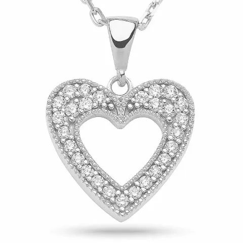 Elegant hjerte anheng med halskjede i sølv