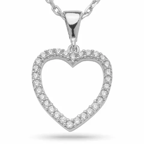 kolleksjonsprøve hjerte anheng med halskjede i sølv