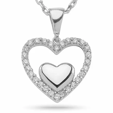 kolleksjonsprøve hjerte anheng med halskjede i sølv