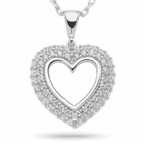 kolleksjonsprøve hjerte anheng med halskjede i sølv