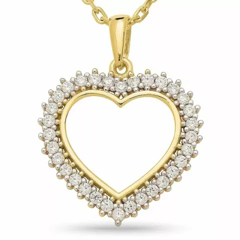 kolleksjonsprøve hjerte zirkon anheng med halskjede i forgylt sølv med rhodinering