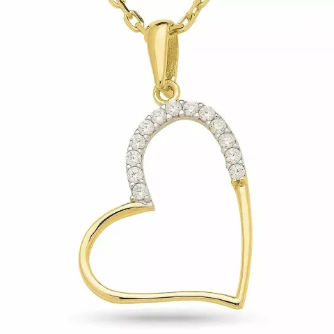 kolleksjonsprøve hjerte zirkon anheng med halskjede i forgylt sølv med rhodinering