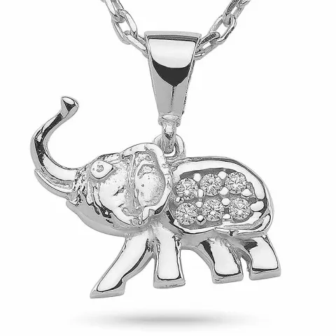 kolleksjonsprøve elefant zirkon anheng med halskjede i sølv