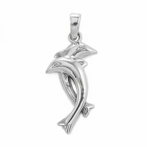 Dobbelt delfin anheng i sølv