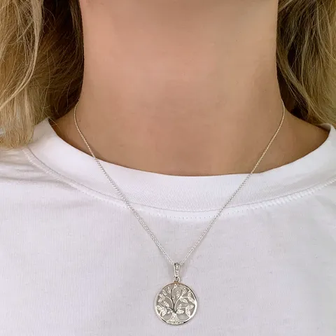 20 mm livets tre zirkon anheng i sølv