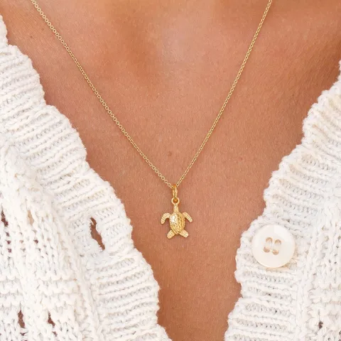 Lille skilpadde anheng i forgylt sølv