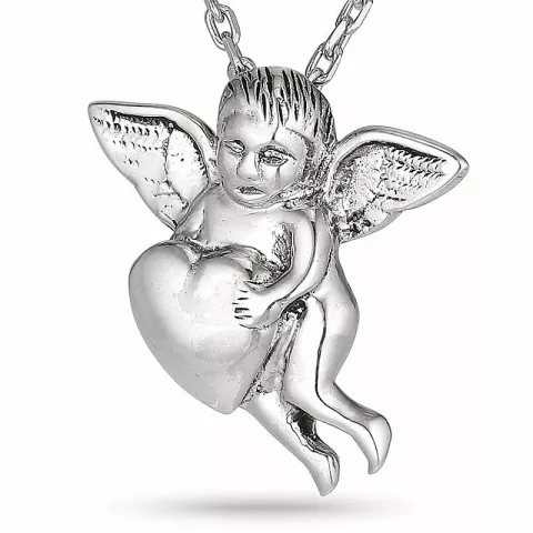 Hjerte engel ankerhalskjede i sølv med hjerteanheng i sølv