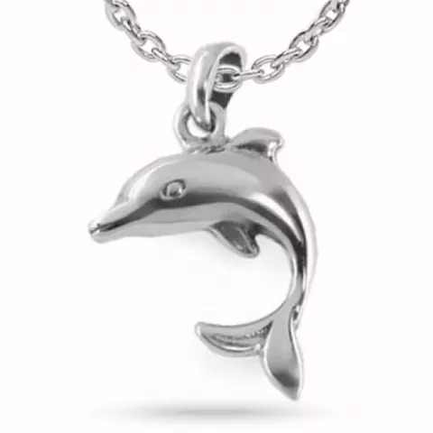 Delfin halskjede i sølv med anheng i sølv