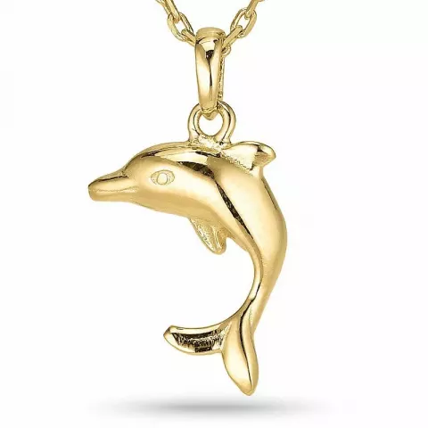 Delfin halskjede i forgylt sølv med anheng i forgylt sølv