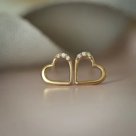 hjerte diamant ørestikker i 8 karat med diamant og diamant