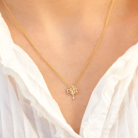 livets tre diamant anheng i 8 karat gull 0,0025 ct