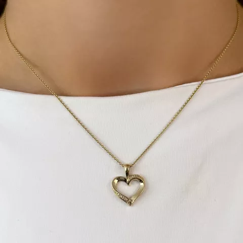 hjerte diamant anheng i 8 karat gull 0,0015 ct