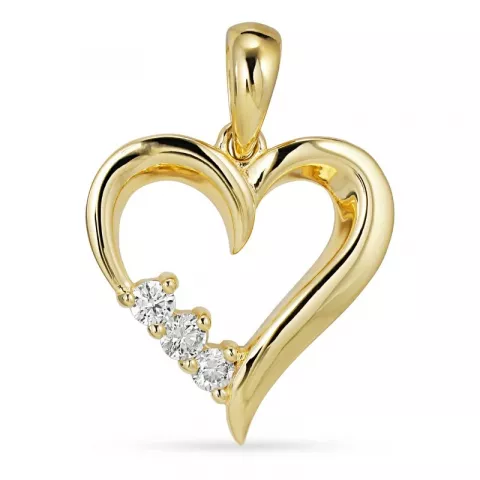 hjerte diamant anheng i 8 karat gull 0,035 ct