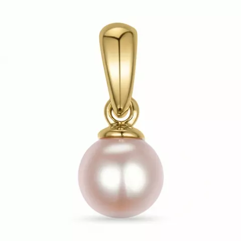 5 mm rosa perle anheng i 9 karat gull