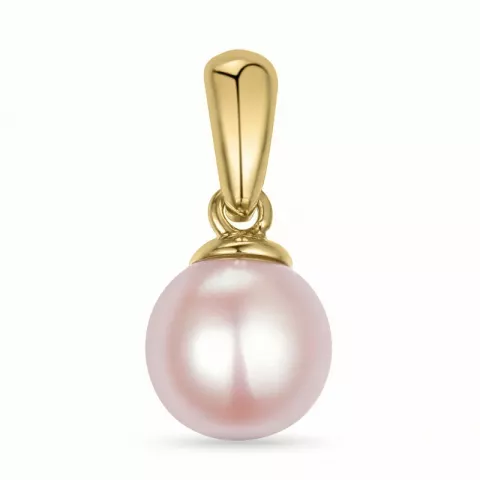 6 mm rosa perle anheng i 9 karat gull