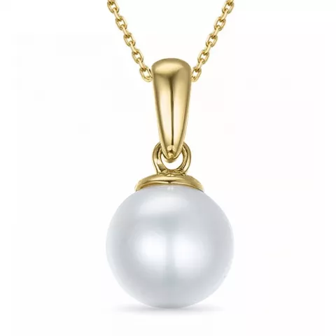 perle halskjede i forgylt sølv med anheng i 9 karat gull